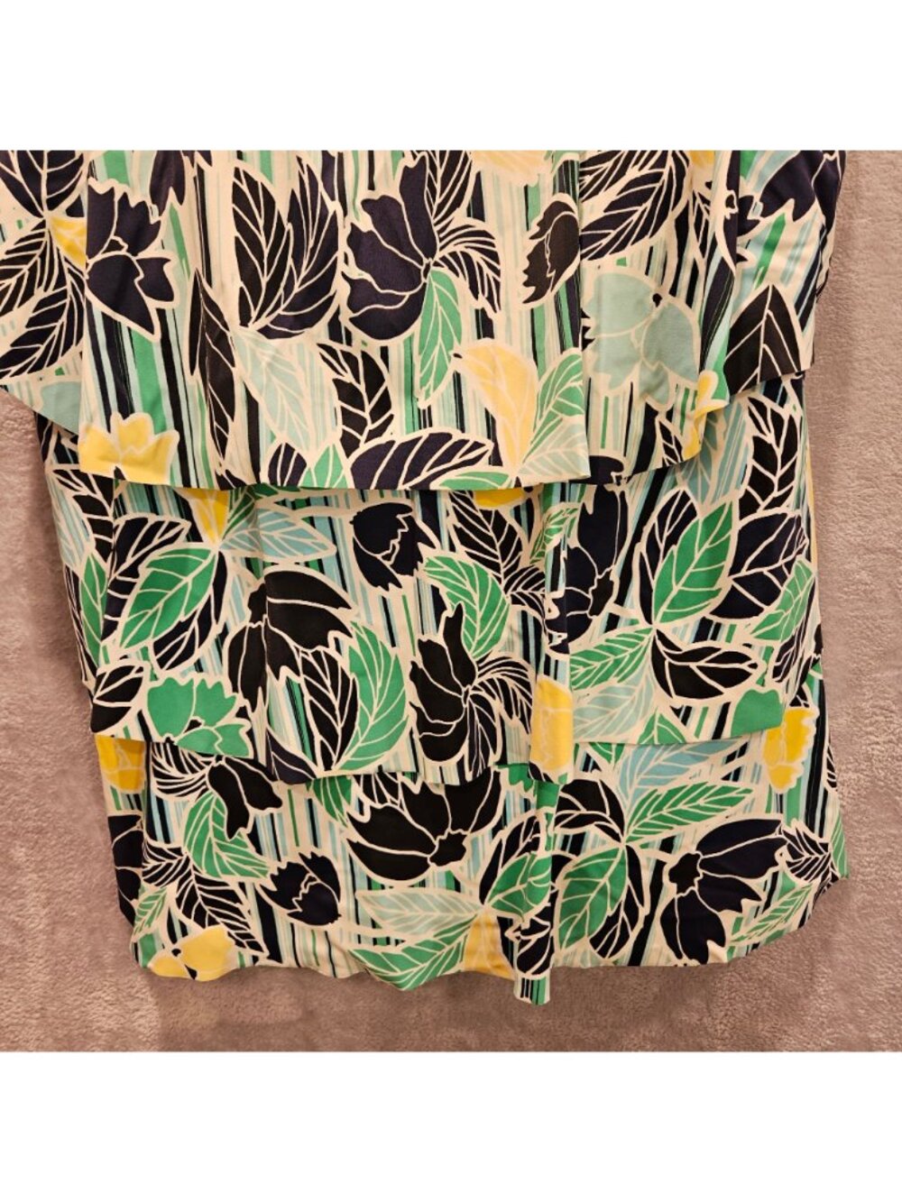 Catherines Top 22W Green Black Blue Yellow Swimsuit Top Tankini Tank Adjustable - Picture 11 of 12